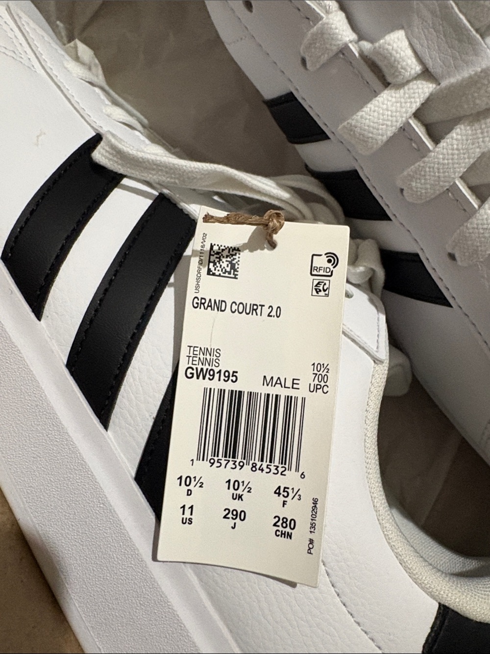 adidas White and Black Low-Top Sneakers - Picture 3 of 3